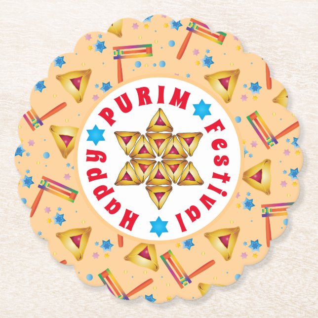 Dessous-de-verre En Papier Purim Festival Juifs cadeaux de vacances Hamantasc (Devant)