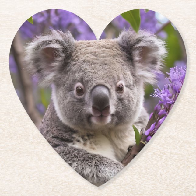 Dessous-de-verre En Papier Purple Jacaranda Koala Ours, (Devant)