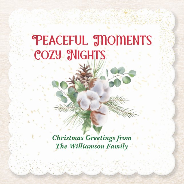 Dessous-de-verre En Papier Pussy Willow Catkin Bouquet Christmas (Devant)