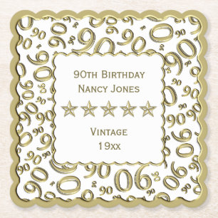 Dessous-de-verre En Papier quatre-vingt-dixième Or de fête