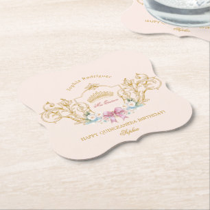 Dessous-de-verre En Papier Quinceanera Classy Couronne Vintage Cadre Personna