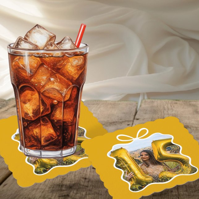 Dessous-de-verre En Papier Quinceanera Modern Ribbon Photo (Quinceanera Modern Ribbon Photo Paper Coaster by Ricaso. Celebrate the 15 year old in style)