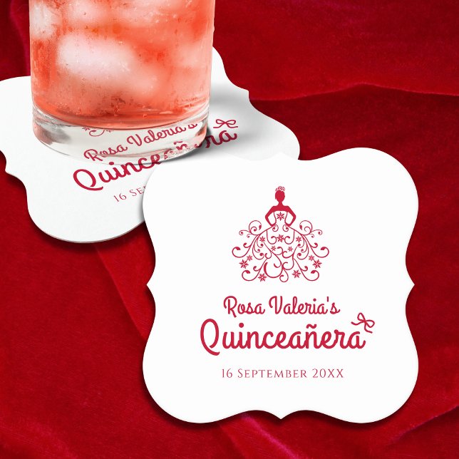 Dessous-de-verre En Papier Quinceañera Rouge élégant (Créateur téléchargé)