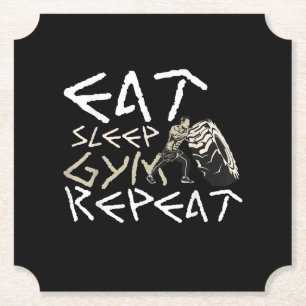 Dessous-de-verre En Papier Quota Eat Sleep Gym Repeat Funny