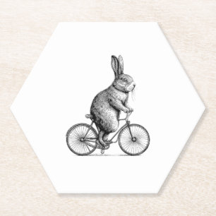 Dessous-de-verre En Papier Rabbit Sur Un Vélo Bunny Vélo Vélos Hommes W