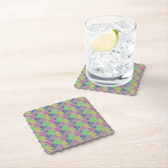 Dessous-de-verre En Papier Rainbow Zigzags (En situation)