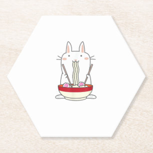 Dessous-de-verre En Papier Ramen Bunny nouilles japonaises Kawaii Rabbit Tee