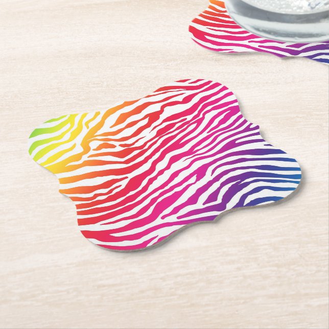 Dessous-de-verre En Papier Rayures arc-en-ciel (Incliné)