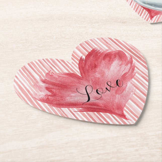Dessous-de-verre En Papier Red Heart Flame Love (Incliné)
