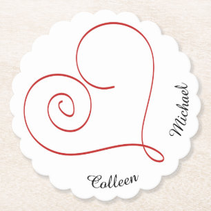 Dessous-de-verre En Papier Red Heart Personnalisé amour