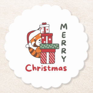 Dessous-de-verre En Papier Red Panda cadeau de Noël hiver Red Pandas