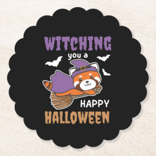 Dessous-de-verre En Papier Red Panda Witch Witching You A Happy Halloween