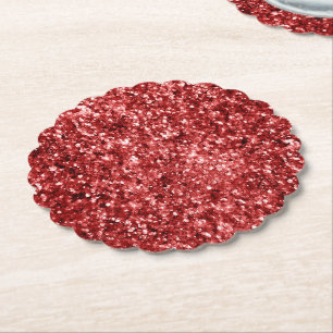 Dessous-de-verre En Papier Red Sparkle Glitz