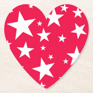 Dessous-de-verre En Papier Red White Stars Noël Élégant Modèle