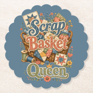 Dessous-de-verre En Papier Reine du panier à tissus Quilter Cottagecore