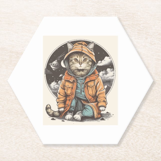 Dessous-de-verre En Papier Rencontre de chat (Devant)