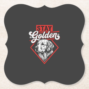 Dessous-de-verre En Papier Restez Golden Retriever doré Chien