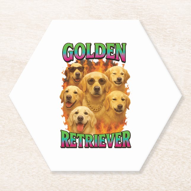Dessous-de-verre En Papier Retriever doré  (Devant)