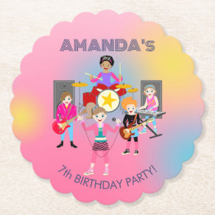 Dessous-de-verre En Papier Retro music girls band Birthday Party