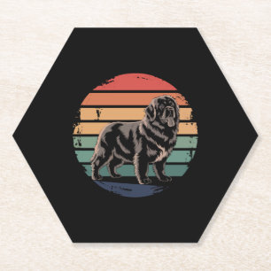 Dessous-de-verre En Papier Retro Terre-Neuve Cadeaux Amoureux de les chiens V
