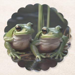 Dessous-de-verre En Papier Riverbound Se Demande : Deux Grenouilles Vertes À