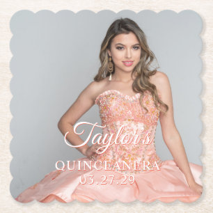 Dessous-de-verre En Papier Robe de Quinceanera Photo Deux couleurs Police