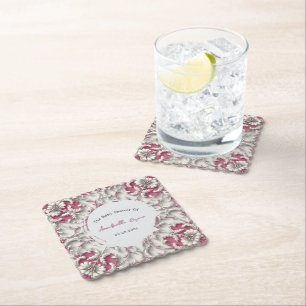 Dessous-de-verre En Papier Rococo blanc et rose style Baby shower fille