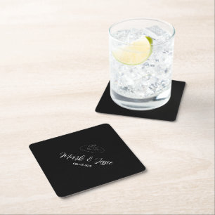 Dessous-de-verre En Papier ROE Mariage simple noir et blanc