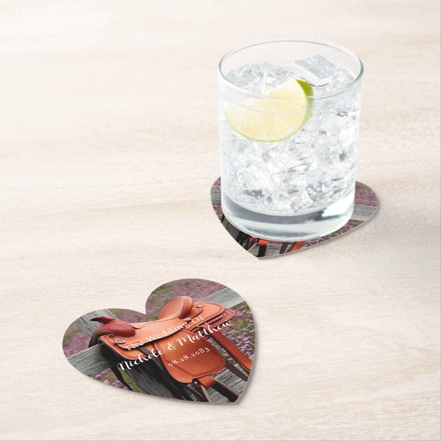 Dessous-de-verre En Papier Romance rustique : Selle sur la clôture Mariage (En situation)