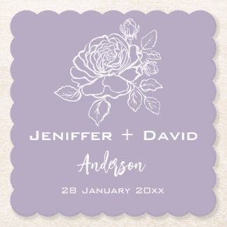 Dessous-de-verre En Papier Romantic Rose Personalized Wedding/ Bridal Shower 