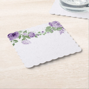 Dessous-de-verre En Papier romantique fleurs violettes vert feuille pap botan