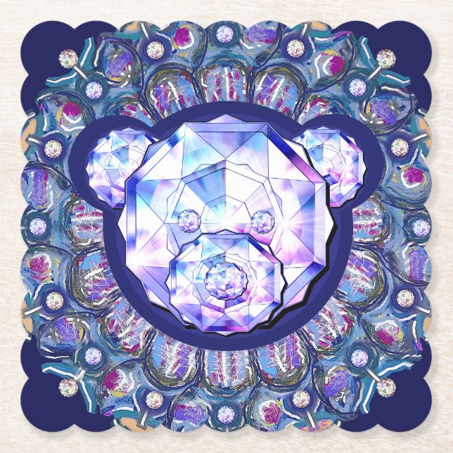 Dessous-de-verre En Papier Rosace bleu ou rouge pour bébé&enfant (Devant)