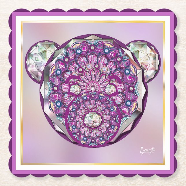 Dessous-de-verre En Papier Rosace bleu ou rouge pour bébé&enfant (Devant)