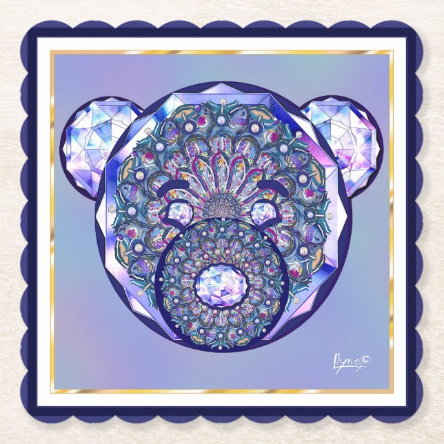 Dessous-de-verre En Papier Rosace bleu ou rouge pour bébé&enfant (Devant)