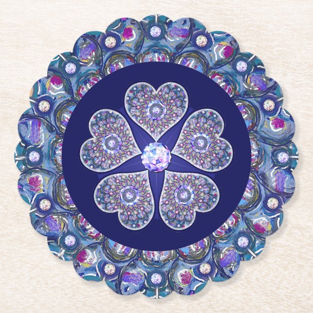 Dessous-de-verre En Papier Rosace bleue (Devant)