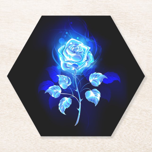 Dessous-de-verre En Papier Rose bleu brûlant (Devant)