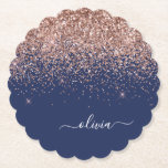 Dessous-de-verre En Papier Rose bleu marine Gold Blush Pink Parties scintilla<br><div class="desc">Rose et bleu marine - Blush Pink Sparkle Parties scintillant Script Monogramme Nom Dessous de verre papier. Cela fait le cadeau parfait de remise de diplômes,  anniversaire,  mariage,  douche nuptiale,  anniversaire,  baby shower ou bachelorette pour quelqu'un qui aime le luxe glam et les styles chic.</div>