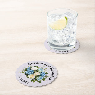 Dessous-de-verre En Papier Rose bleue et blanche personnalisée