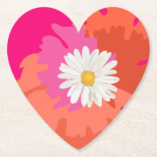 Dessous-de-verre En Papier Rose Chaude et Abstrait Floral Daisy Maison