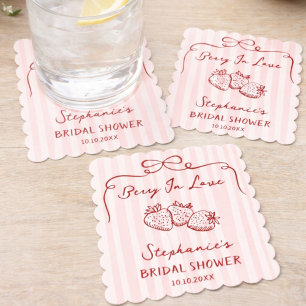 Dessous-de-verre En Papier Rose Chic et Mignonne Mariage Personnalisé