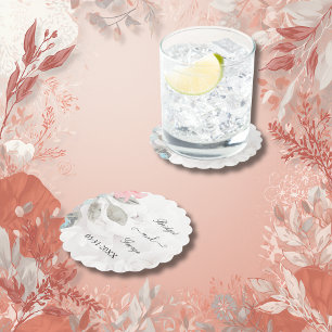 Dessous-de-verre En Papier rose de pivoine romantique Floral Mariage