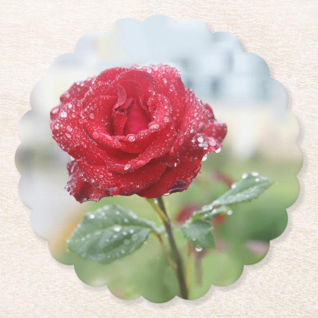 Dessous-de-verre En Papier Rose en gouttes de pluie (Devant)