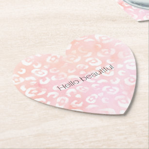 Dessous-de-verre En Papier Rose Féminin Rose Pêche Or Léopard Animal