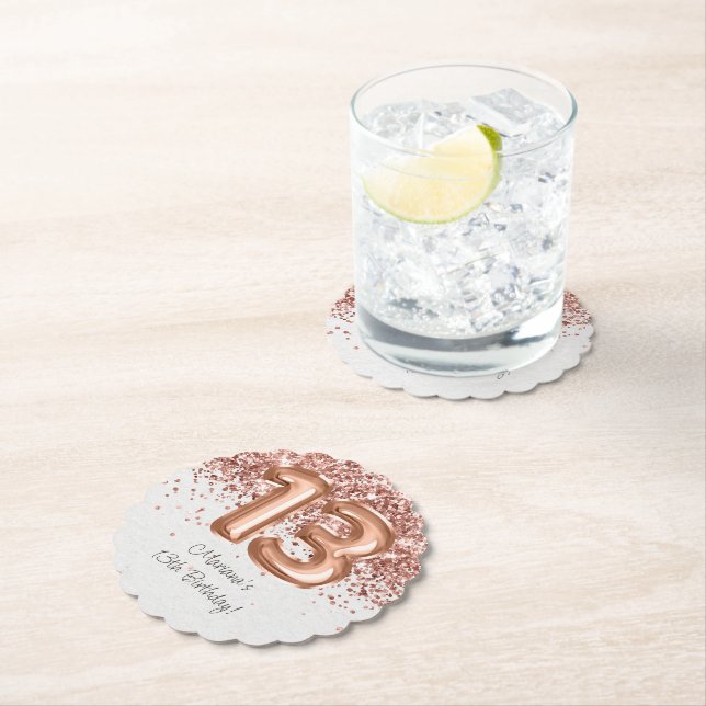 Dessous-de-verre En Papier Rose Gold 13e fête d'anniversaire (En situation)