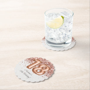 Dessous-de-verre En Papier Rose Gold 18e fête d'anniversaire