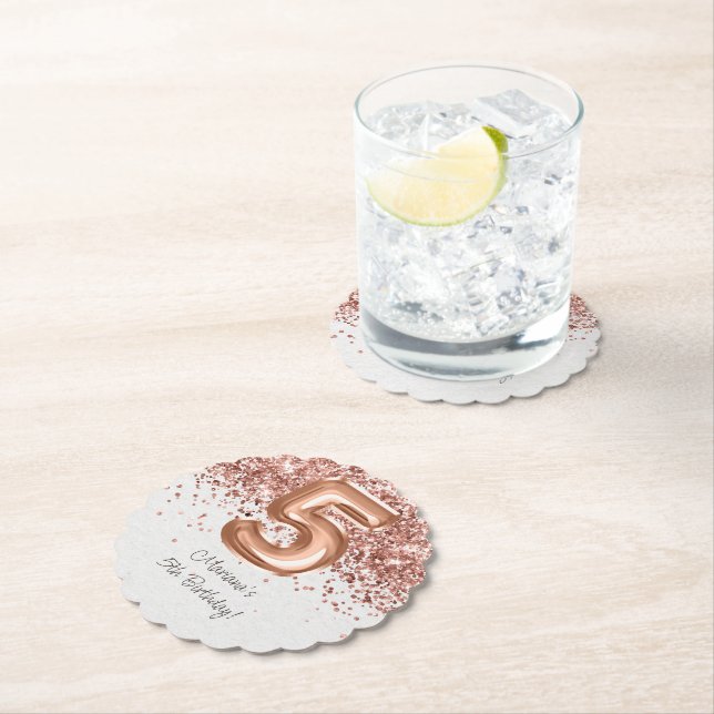 Dessous-de-verre En Papier Rose Gold 5e fête d'anniversaire (En situation)