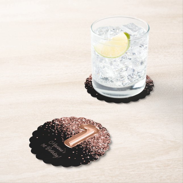Dessous-de-verre En Papier Rose Gold Black 1er anniversaire (En situation)