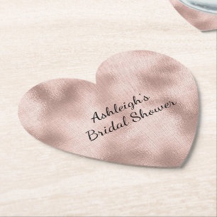 Dessous-de-verre En Papier Rose Gold et Rose Tendre pour une Baby Shower de M