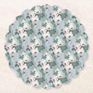 Dessous-de-verre En Papier Rose gris et rose clair Motif rétro / Vintage