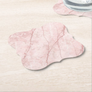 Dessous-de-verre En Papier Rosé Marbre Bio Rouge Poussiéreux Blush
